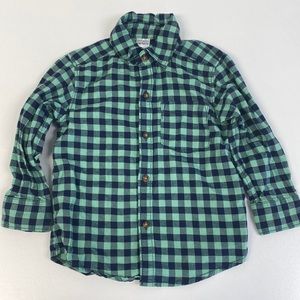 Carters Blue & Green Plaid Button Down Shirt Size 2T